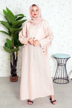 3860 6 Bahraini-Style Abaya Adorned With Bead Embellishments And Intricate Embroidery