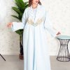 Hand Embroidered Blue Coat Collar Abaya with Matching Inner