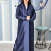 Dual Shade Coat Collar and Cuff Style Bisht Abaya