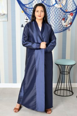 Dual Shade Coat Collar and Cuff Style Bisht Abaya