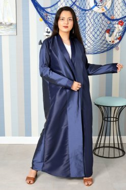 3864 4 Dual Shade Coat Collar and Cuff Style Bisht Abaya