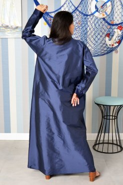 3864 7 Dual Shade Coat Collar and Cuff Style Bisht Abaya
