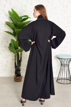 Elegant Look Black Floral Embroidered Abaya 11 3865 6 Elegant Look Black Floral Embroidered Abaya