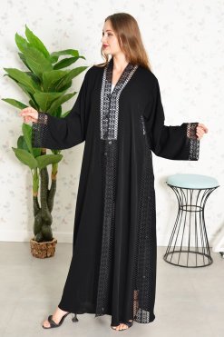 3867 3 An Elegant Look buttons and Lace Embellished Abaya