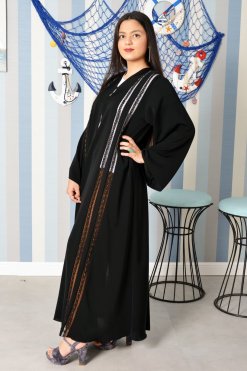 3871 4 A Traditional Style Lace and beads Embellished Abaya