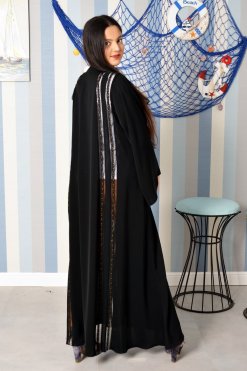 3871 6 A Traditional Style Lace and beads Embellished Abaya