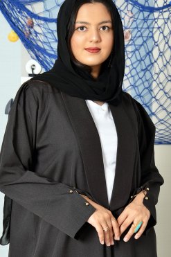 3873 3 Collar style front open tassels embellished abaya