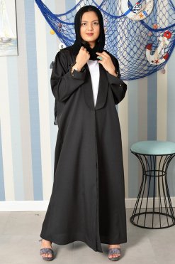 3873 5 Collar style front open tassels embellished abaya