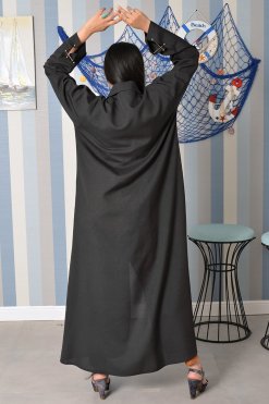 3873 6 Collar style front open tassels embellished abaya