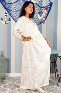 3874 3 Self embroidered bahraini style bisht abaya
