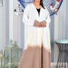 Tie and dye with brown and white bisht abaya with inner
