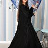 3877 1 Umbrella style piping embellished abaya and cuff with elastic