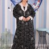 3878 1 Collar style button embellished embroidered abaya