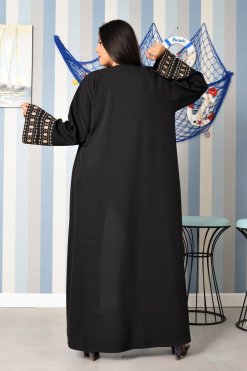 3879 6 Beads Embellished Embroidered Bisht Abaya