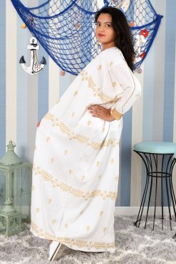 3880 3 Self Embroidered Bahraini Style Abaya