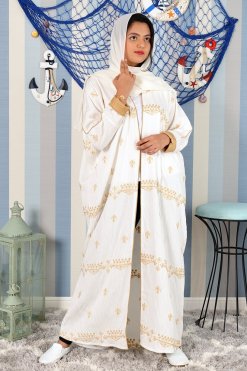 3880 5 Self Embroidered Bahraini Style Abaya