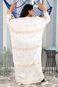 3880 6 Self Embroidered Bahraini Style Abaya