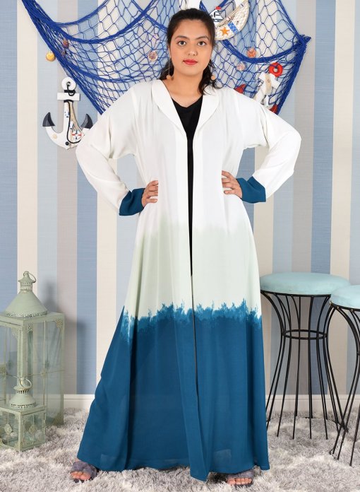 Tie and dye with green and white bisht abaya with inner
