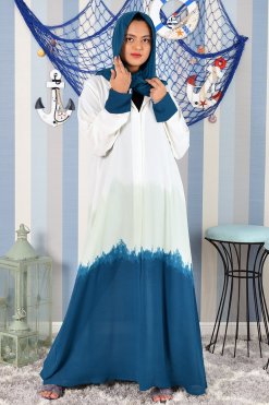 ربط وصبغ مع عباية بشت خضراء وبيضاء مع بطانة داخلية 3882 5 Tie and dye with green and white bisht abaya with inner