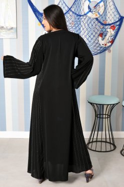 3883 32 Beads embellishment with a traditional look black abaya