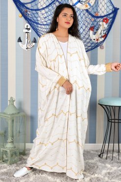 3884 3 Self embroidered bahraini style bisht abaya