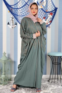 3890 5 Bahraini Style Embroidered Green Bisht Abaya
