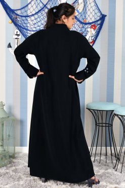 3897 32 A stunning look applique work embroidered black abaya