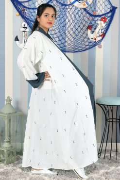 3900 4 Self Embroidered Bisht Abaya with Chiffon Trimming
