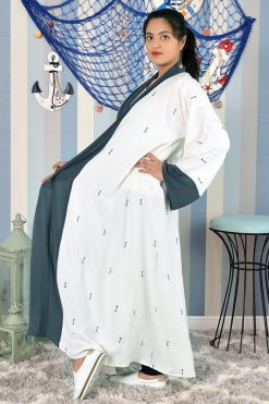 3900 5 Self Embroidered Bisht Abaya with Chiffon Trimming