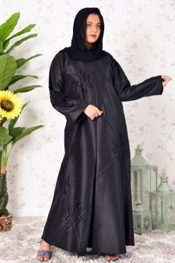 3901 4 A Traditional Look Beads Embellished Black Abaya