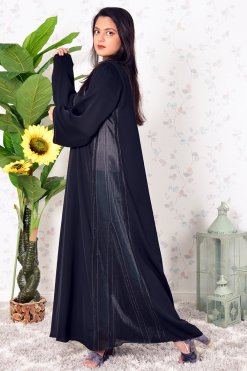 3905 3 Beads Embellished Organza Abaya