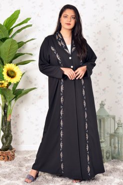 Elevate Your Style With Our Beaded, Embroidered Coat-Collar Abaya