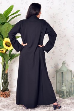 3907 32 Elevate Your Style With Our Beaded, Embroidered Coat-Collar Abaya