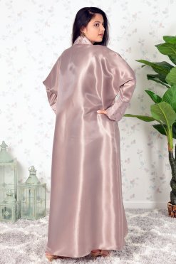 Beads Embellished Abaya with Detailed Cuffs and Collar 12 3908 7 Beads Embellished Abaya with Detailed Cuffs and Collar