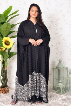 Tie and Dye Abaya with Matching Chiffon Trimming and Sheila