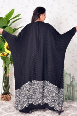 3911 5 Tie and Dye Abaya with Matching Chiffon Trimming and Sheila