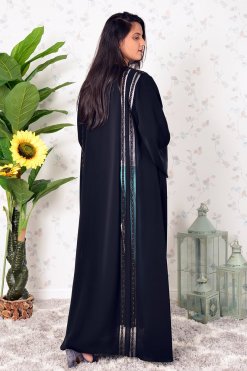 3911 6 Tie and Dye Abaya with Matching Chiffon Trimming and Sheila