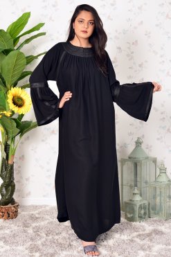 Collar Style Handwork Beads Embellished Abaya