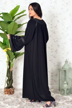 عباية مطرزة بالخرز على شكل طوق 10 3913 6 Collar Style Handwork Beads Embellished Abaya