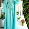 عباية بشت مع طيات داخلية وتنورة مزينة بالخرز برباط، طقم عباية مكون من 4 قطع 3914 1 Bisht abaya with pleated inner and drawstring beads embellished skirt, 4 pieces abaya set