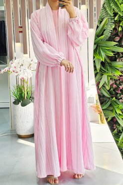عباية بشت منقوشة ذاتيًا مع بطانة داخلية 10 3920 5 1 Self Embossed Bisht Abaya with Inner