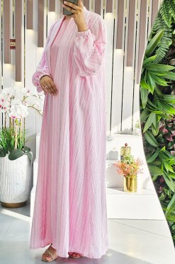 عباية بشت منقوشة ذاتيًا مع بطانة داخلية 11 3920 6 1 Self Embossed Bisht Abaya with Inner