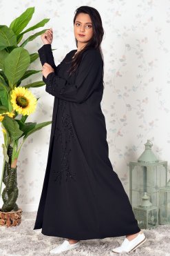 3921 5 1 A Modern Look Beads Embellished Black Abaya