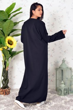 3921 42 A Modern Look Beads Embellished Black Abaya