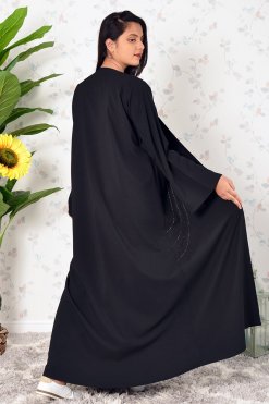 3923 6 1 Traditional Style Beads Embellished Black Abaya