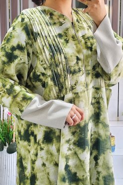 3926 3 1 Beads Embellished Tie and Dye Abaya