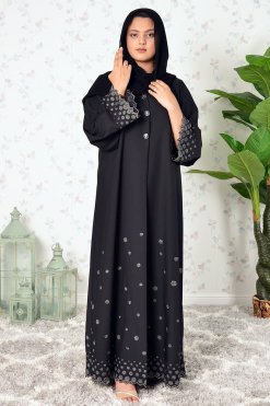 Collar Style Button Embellished Embroidered Abaya 13 3927 6 1 Collar Style Button Embellished Embroidered Abaya