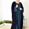 Self Embossed Bisht Abaya with Green Inner Dress