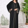 عباية بحرينية على طراز البشت مع تطريز يدوي وخرز 14 3929 1 Bahraini Bisht Style Abaya with Bead Embellishments and Hand Embroidery
