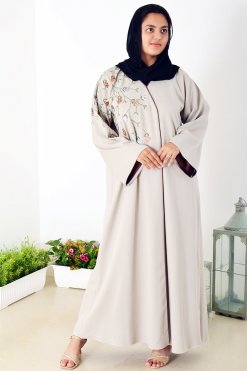 3930 5 Modern Hand Embroidered Abaya with Bead Embellishments